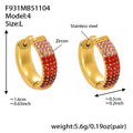 Gold Domed Colorblock Zircon Huggie Earrings Sizes view 9
