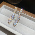Crystal Heart Linear Drop Stud Earrings in Two Finishes view 7