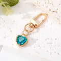 Gold Tone Faceted Crystal Heart Clip Keychains in Eight Colors view 7