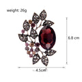 Red Blue and Green Oval Crystal Floral Metal Brooch Pin view 2