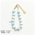 Glossy Heart Bead Bracelet With Gold Tone Extension Chain view 6