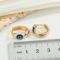 Gold Tone Thick Huggie Evil Eye Earrings in Four Enamel Colors view 2