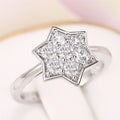 Silver Hexagram Star Clear CZ Cluster Band Ring Style view 4