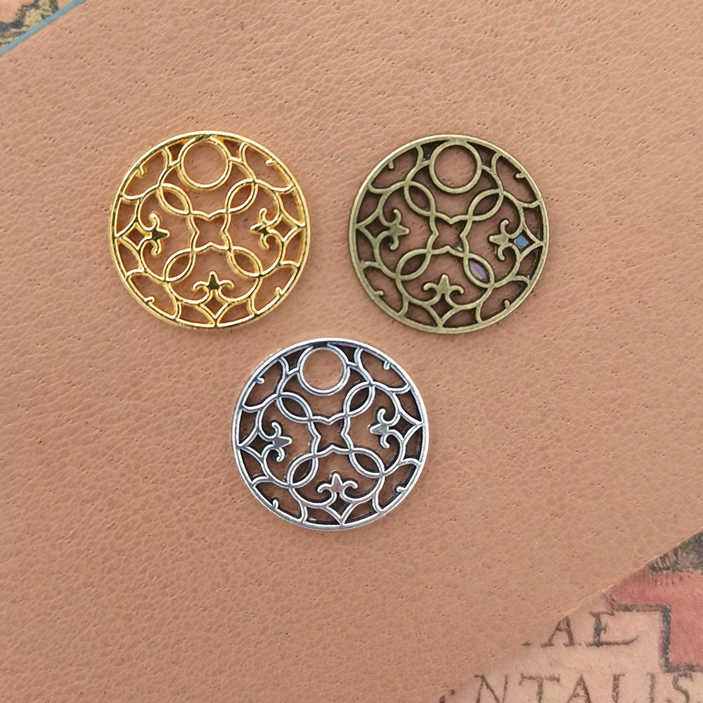 20mm Round Floral Vine Alloy Charm Pendant