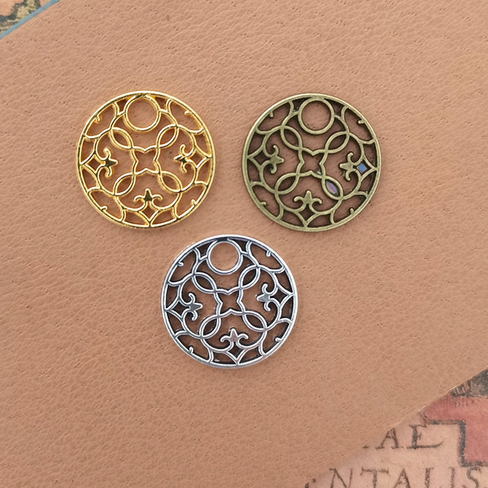 20mm Round Floral Vine Alloy Charm Pendant