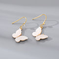 Gold Tone White Shell Butterfly Pendant Necklace and Hook Earrings view 3