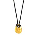 Gold Teardrop Pendant Black Cord Adjustable Long Necklace view 5
