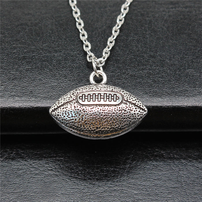 American Football Pendant Necklace in Detailed Metal Finishes for Jewelry Making