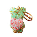 Rose Texture Teddy Bear Keychains with Hearts, Pearls and Crystals view 5