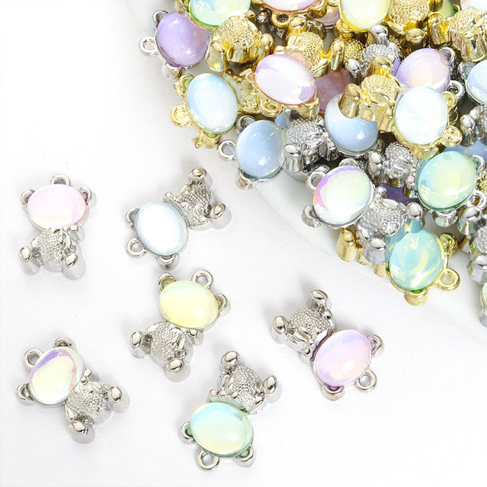 Pastel Bear Cabochon Charms in Gold and Silver Tones