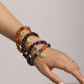 Natural Agate Bead Bracelets With Gold Steel Charms view 3