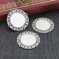 Ornate Round Pendant Bezel Trays in Four Metal Finishes view 3