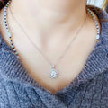 White Gold Round Halo Clear Stone Pendant Necklace Alloy view 5