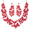 Black Silver Tone Butterfly Crystal Five Designs Metal Necklace and Earring Set view 5