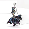 Crystal Skirt Mermaid Brooch in Four Jewel Colorways view 2
