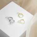 Clear CZ Huggie Hoop Earrings Gold Or Silver Metal view 1