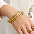 Hammered Gold Bangle Micro Set Zirconia Stone Bracelet view 3
