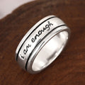 Antique Silver Spinner Band Ring I Am Enough Engraved Metal view 5