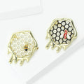 Dripping Honeycomb And Bee Enamel Brooch In White Or Black view 3