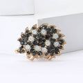 Crystal Hedgehog Brooch Black Opal Stones Gold Silver view 4
