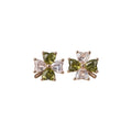 Floral Huggie Hoops And Crystal Flower Studs With Polished Metal Details view 5