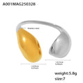 Stainless Steel Puffy Teardrop Open Rings Gold Steel Two-Tone view 8