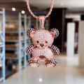 Rose Gold Tone Pave Teddy Bear Pendant Necklace with Dark Accents view 1