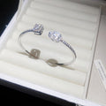 Silver Pave Open Rings Dual Stone Cuff Bracelet Four Styles view 4