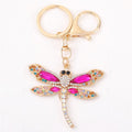 Rhinestone Dragonfly Keychain Gold Tone Crystal Bag Charm view 5