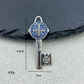 Antique Silver Saint Benedict Key Charm Pendant Enamel Medal view 4