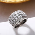 Silver Tone Multi Row Pave Clear Stone Wide Band Ring view 1