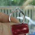 Marquise Clear Solitaire Round Side-Cluster Ring Silver Tone view 4