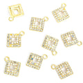 Open Square Crystal Charms in Gold and Silver Tone Finishes view 4