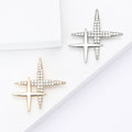 Double Starburst Crystal Brooch in Silver or Gold Tone view 1
