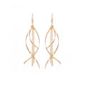 Gold and Silver Double Leaf Chain Fringe Long Hook Earrings view 5