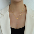 Love Letter Y Tassel Bar Pendant Necklace Rose Gold Steel view 7