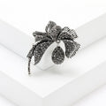 Crystal Orchid Brooch with Curved Petals and Teardrop view 3