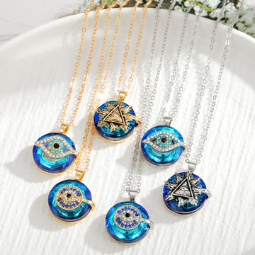 Blue Eye Pendant Necklaces in Gold and Silver Tone Designs
