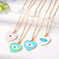 Gold Tone Heart Enamel Lash Evil Eye Pendant Necklaces view 1