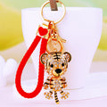 Articulated Jeweled Tiger Figure Keychain with Gold Tone Hardware view 4