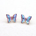 Gold Tone Faceted Crystal Butterfly Stud Earrings in Five Colors view 6
