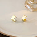 Gold and Silver Square Mini Open Hoop Stud Earrings view 4