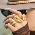Textured Gold Tone Statement Rings in Three Sculptural Designs view 2