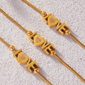 Gold Stainless Steel LOVE Letter Heart Bracelet Snake Chain view 4