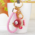 Jeweled Round Fish Keychains in Five Colors with Braided and Plain Loops view 7