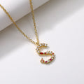 Gold Tone Letter S Pendant Necklace With Clear Stones view 2