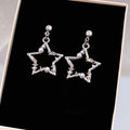 Silver Open Star and Pearl Look Round Stud Earrings view 1