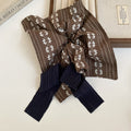 Coffee Floral Fabric Scrunchie Navy Pleated Bow 3 Styles view 8