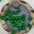 Green Glossy Jade Look Round Ball Stud Earrings Silver Posts view 2
