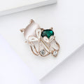 White Fox Floral Brooch With Large Emerald Green Crystal view 4